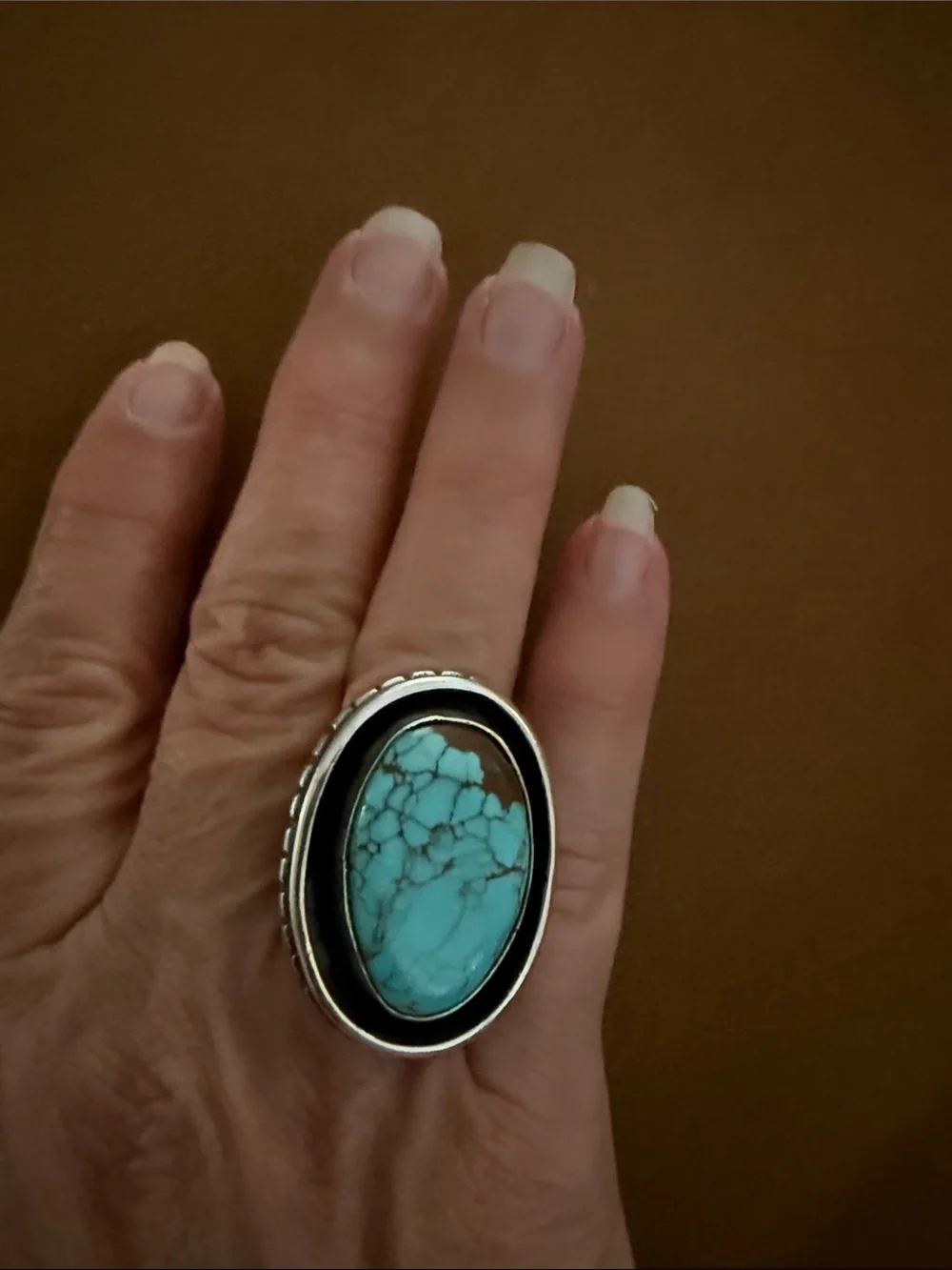 Chimney Butte Turquoise Oval Statement Ring size 8.5